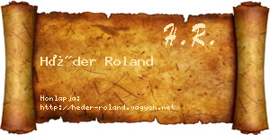 Héder Roland névjegykártya