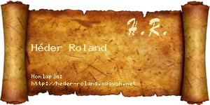 Héder Roland névjegykártya